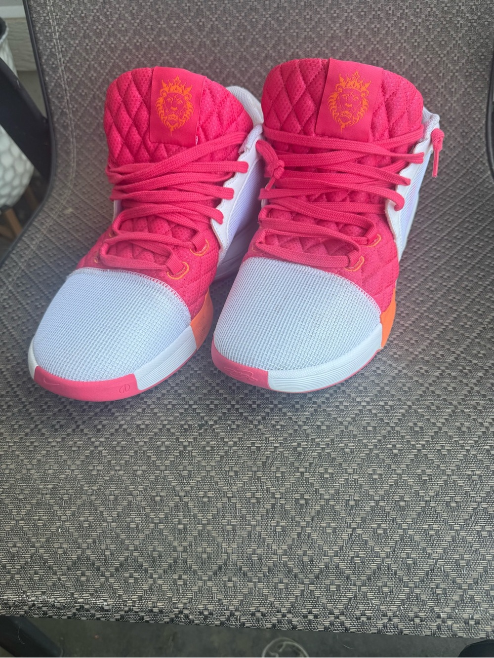 Nike Kids High-Top Sneakers in Pink and White with Orange Accents